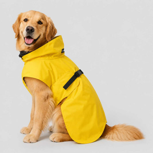 Yellow Waterproof Dog Raincoat with Hood
