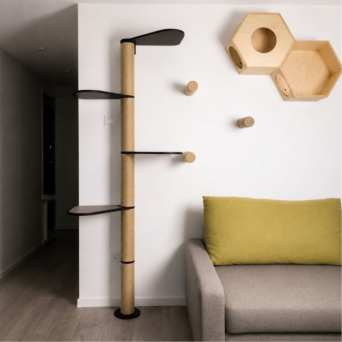 Urban Canopy Tall Cat Tree Tower with Natural Jute Scratcher & Multi-Level Shelves