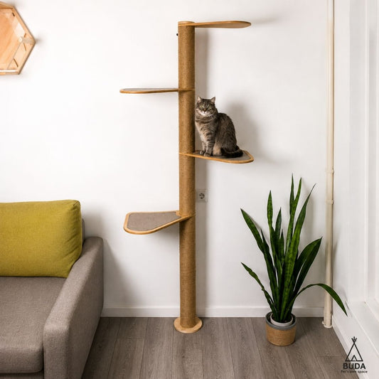 Urban Canopy Tall Cat Tree Tower with Natural Jute Scratcher & Multi-Level Shelves