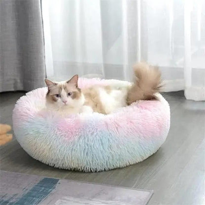 Round Donut Pet Bed for Cats & Dogs | Washable
