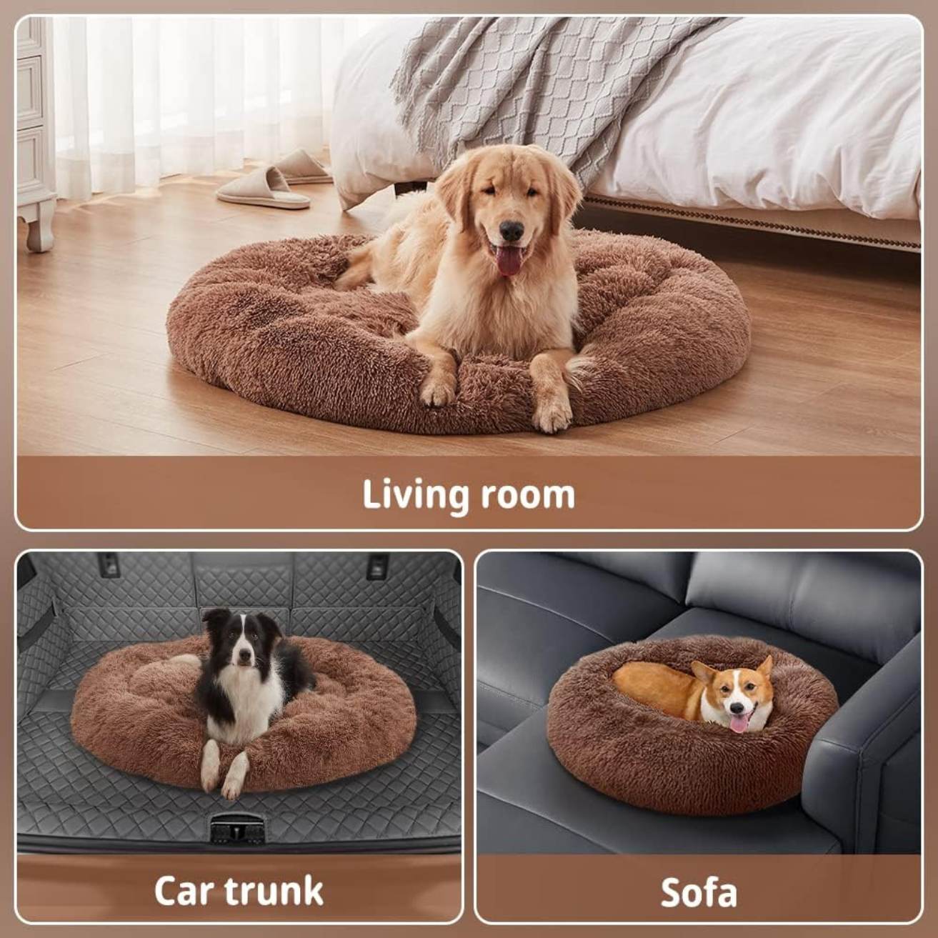 Round Donut Soft Pet Bed for Dogs & Cats