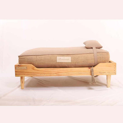 Wooden Dog Bed with Mattress & Cushion | Durable, Comfortable Pet Bed for Large Dogs & Cats