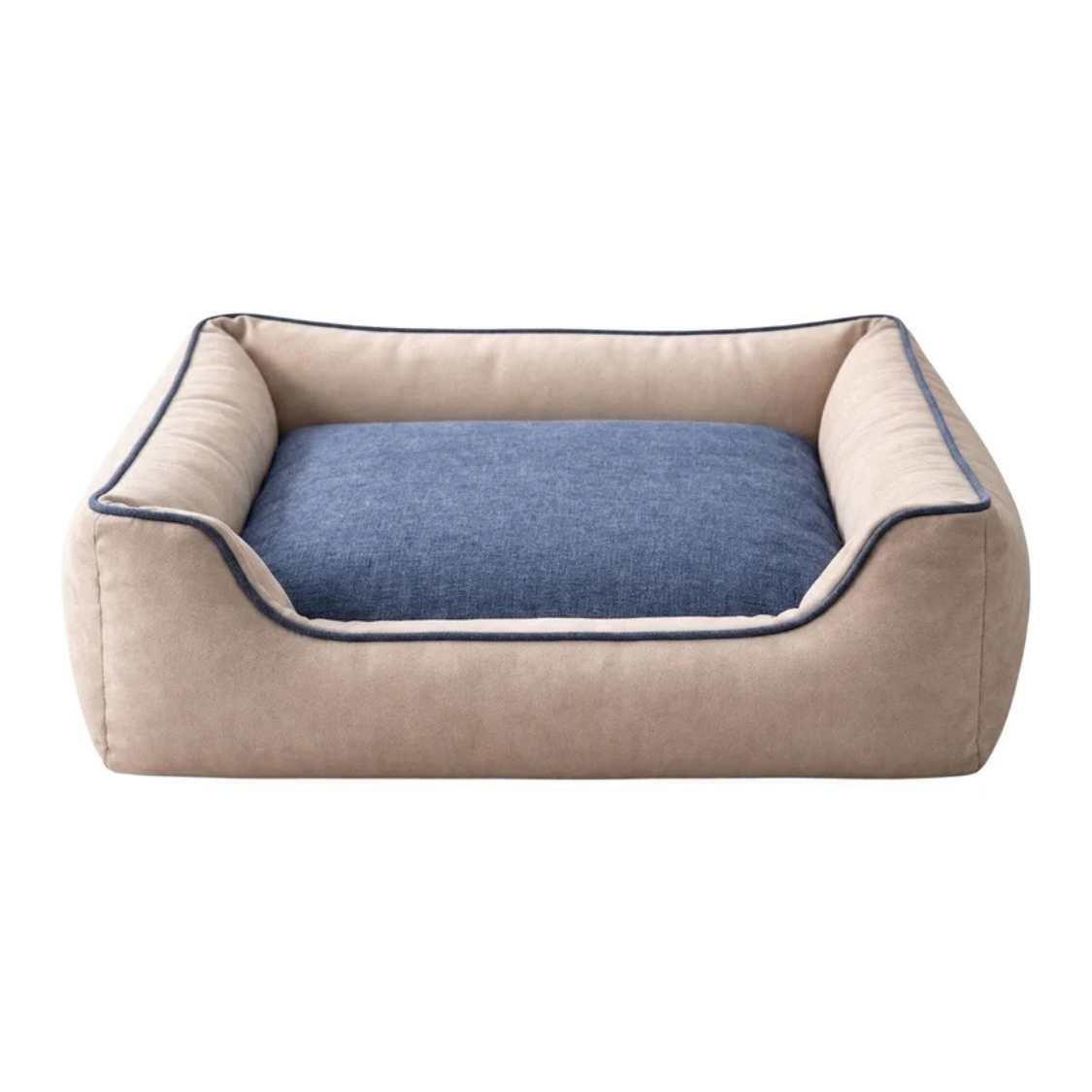 Premium Denim Orthopaedic Dog Bed | Washable Pet Sofa With Bolster