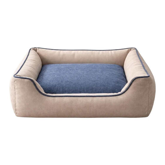 Premium Denim Orthopaedic Dog Bed | Washable Pet Sofa With Bolster