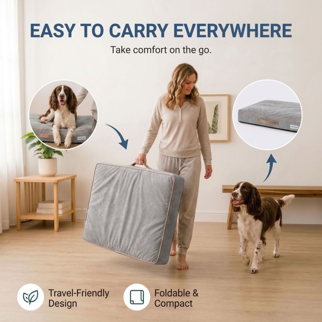 HANK CloudRest Premium Mattress Dog Bed | Anti Skid & Machine Washable (Grey)