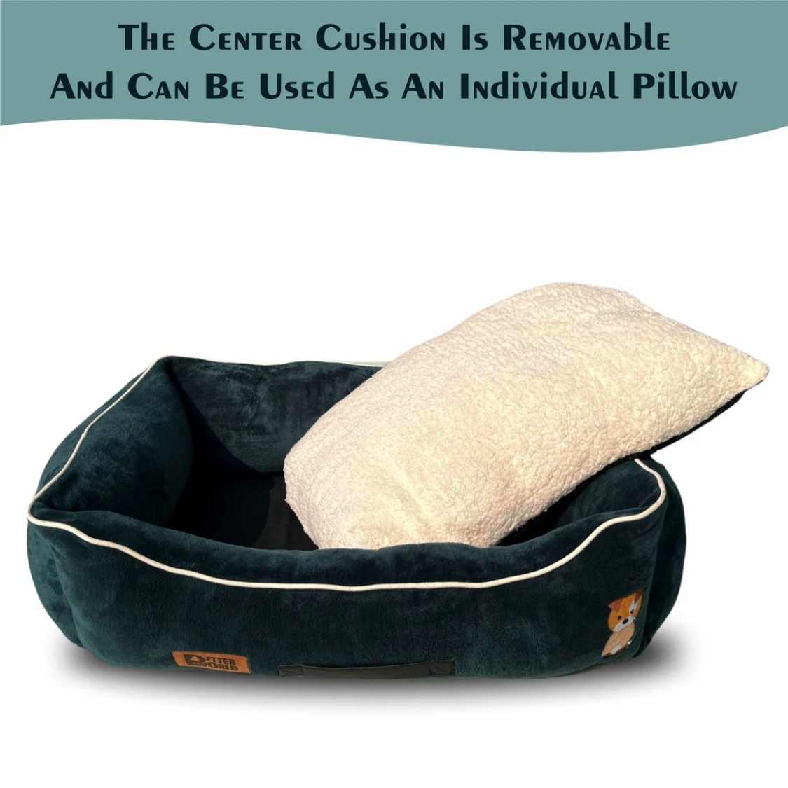 Lounger Dog Bed with Removable Cushion | Soft Washable Pet Sofa Bed with Anti Slip Base