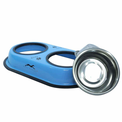 Stainless Steel Double Diner Dog & Cat Bowls with Anti Slip Base