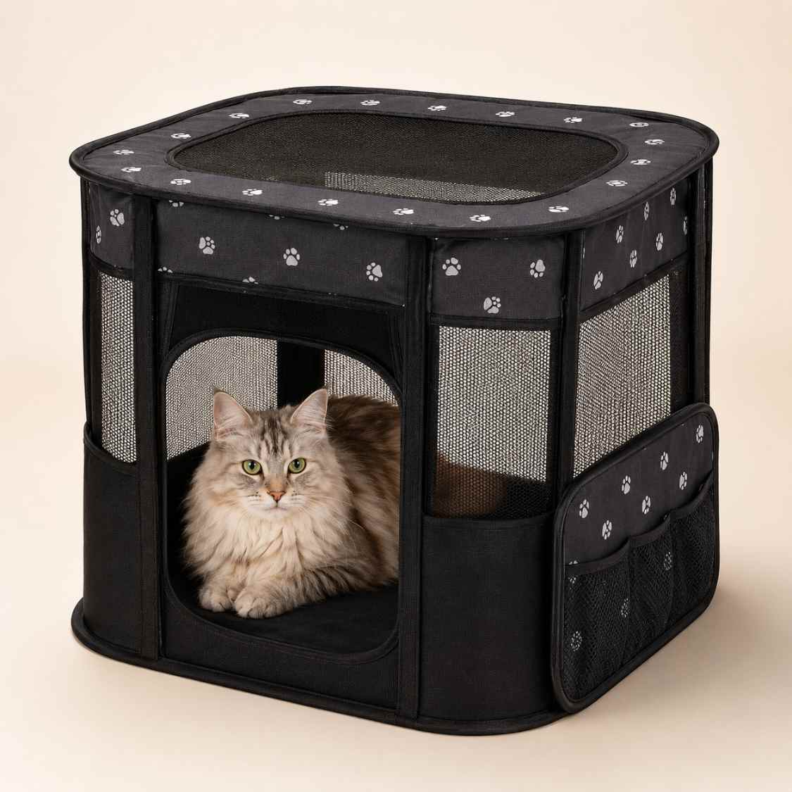 Foldable Pet Cage Tent With Breathable Mesh For Cats & Small Dogs