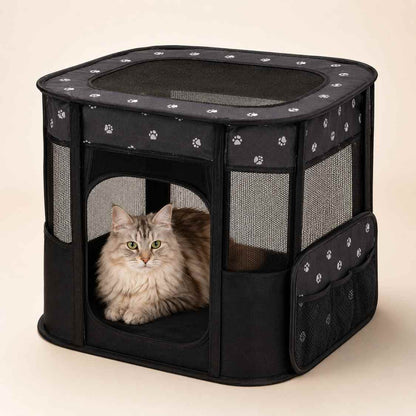 Foldable Pet Cage Tent With Breathable Mesh For Cats & Small Dogs