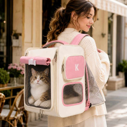 Foldable Cat Carrier Bag | Breathable Pet Travel Backpack