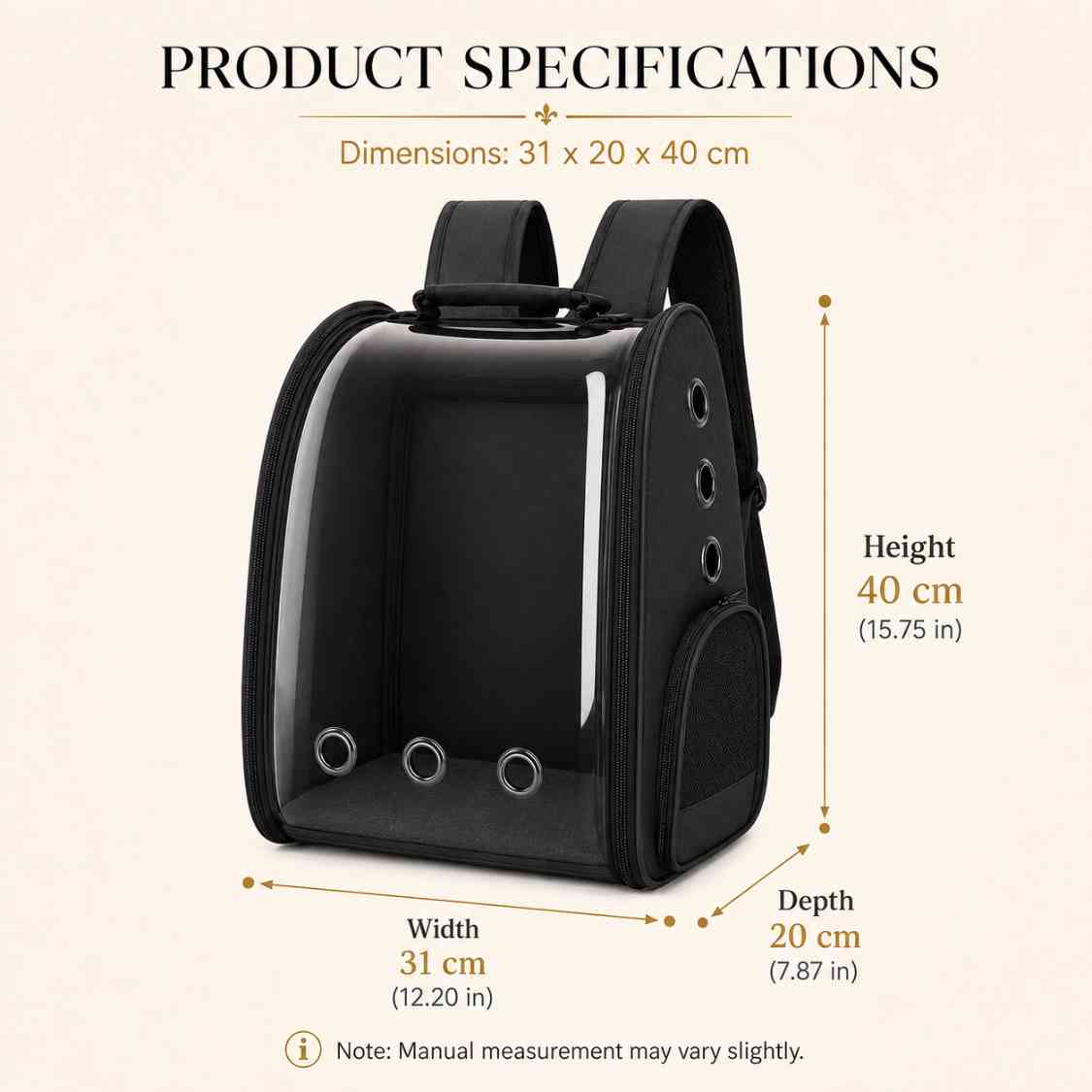 Pet Carrier Backpack With Clear Window & Air Vents