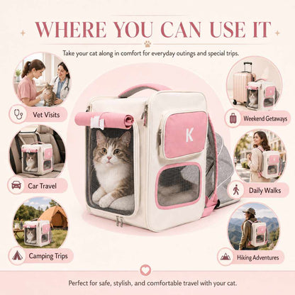 Foldable Cat Carrier Bag | Breathable Pet Travel Backpack