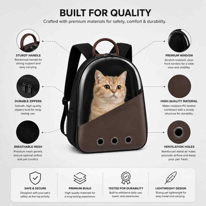 Pet Carrier Backpack With Transparent Window For Cats & Small Dogs