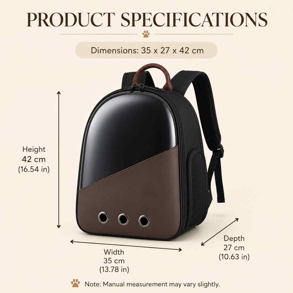 Pet Carrier Backpack With Transparent Window For Cats & Small Dogs
