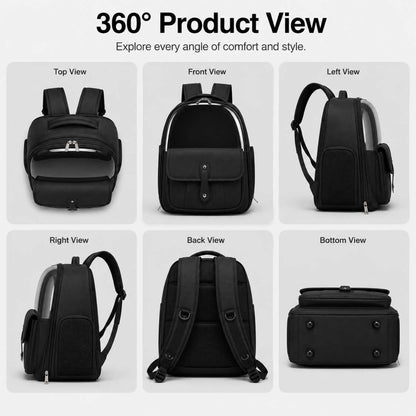 Stylish Pet Backpack Carrier With Mesh Sides & Storage Pocket