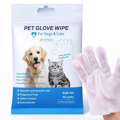 Soft Pet Glove Wipes for Daily Care | Dogs & Cats (6 pcs)