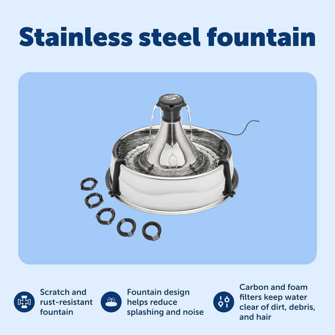 Stainless Steel 360 Pet Water Fountain for Dogs & Cats