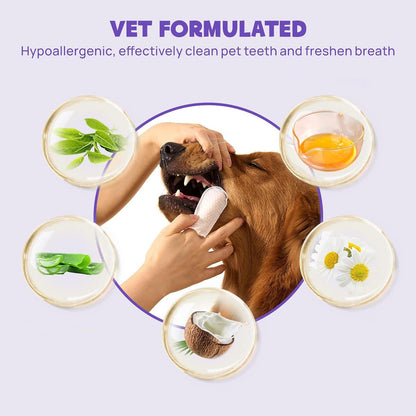 Pet Ear Cleaner Finger Wipes – 50pcs | Removes Earwax, Dirt & Mites for Dogs & Cats