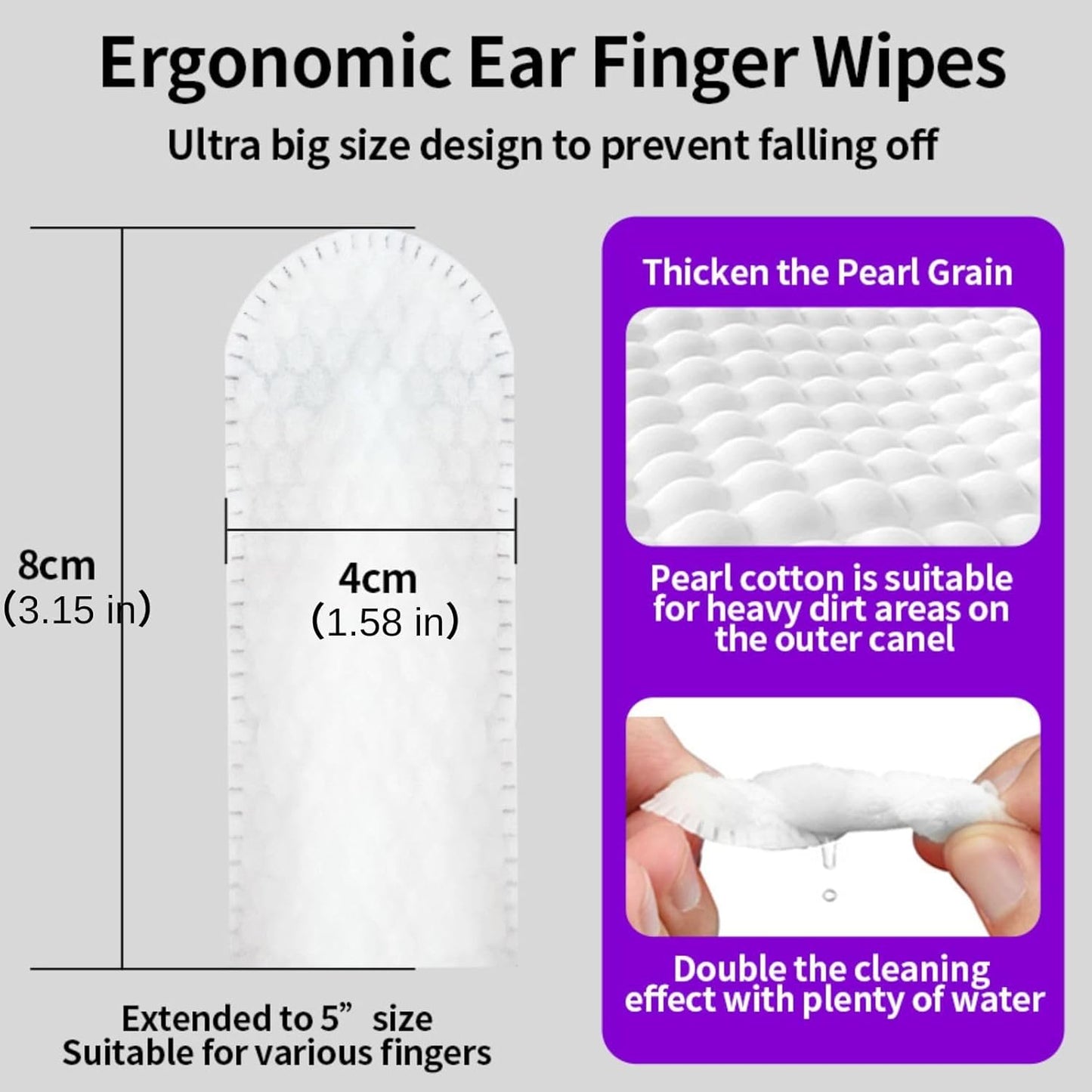 Pet Ear Cleaner Finger Wipes – 50pcs | Removes Earwax, Dirt & Mites for Dogs & Cats