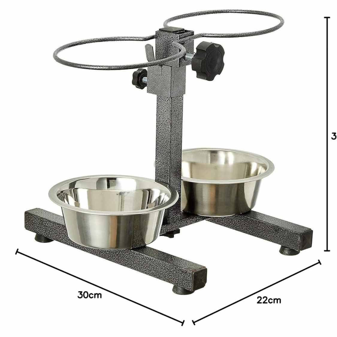 Adjustable Dog Bowl Stand with Double Stainless Steel Bowls | Elevated Dog Feeder