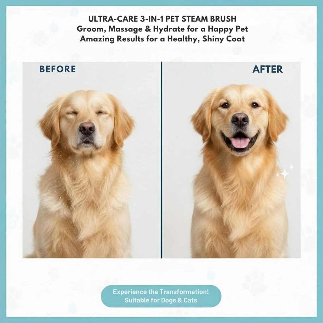 Pet Grooming Steam Brush | Safe & Easy Hair Care For Dogs & Cats