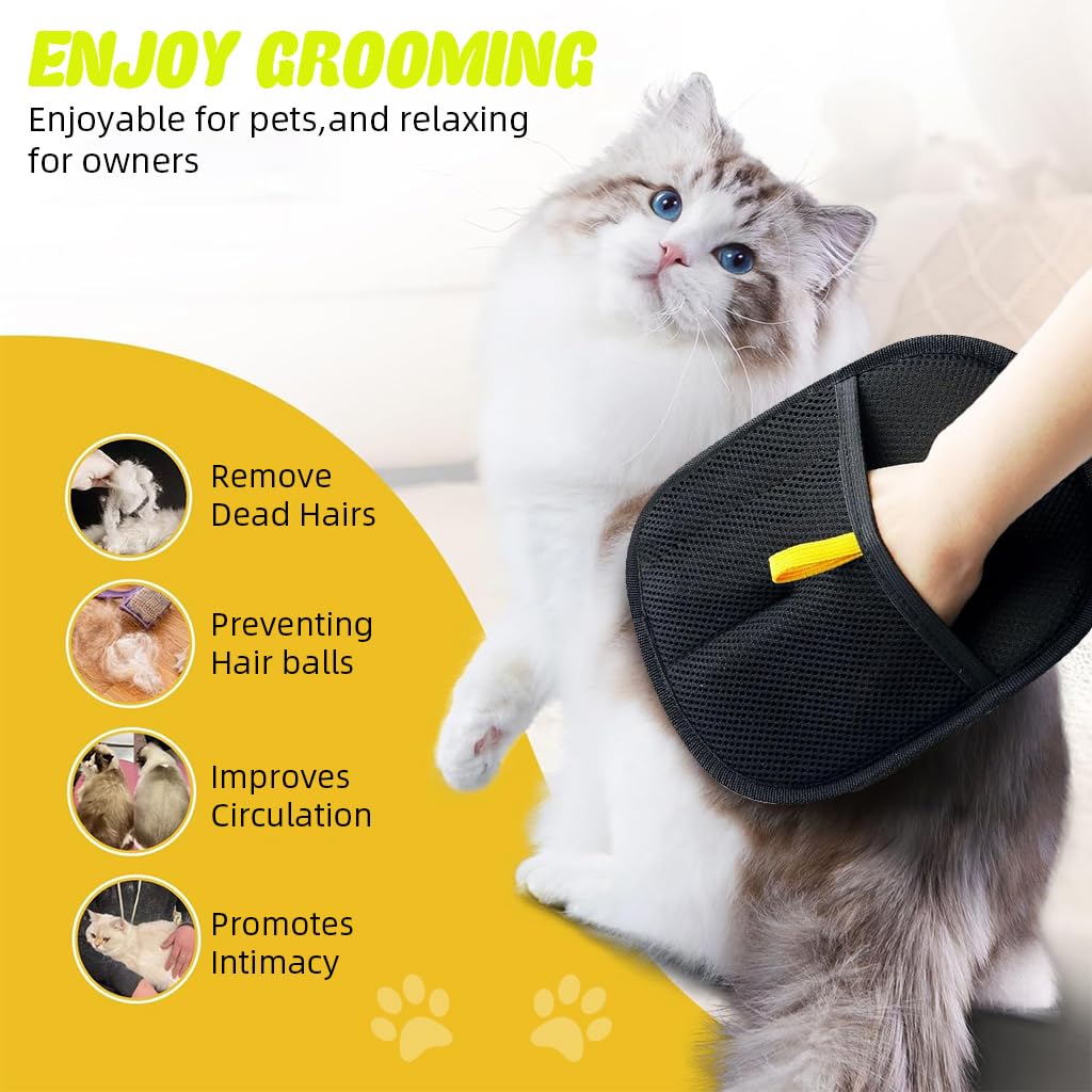 Pet Hair Removal Gloves | Grooming & Cleaning Mitt for Pets