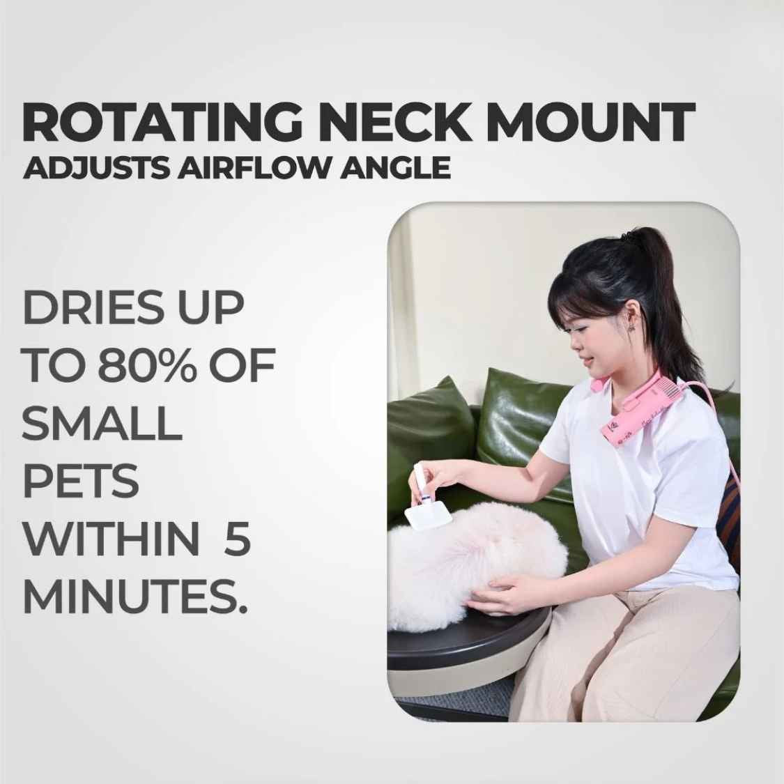 Hands Free Pet Dryer Neck Hanging | Quiet & Fast Pet Grooming Dryer
