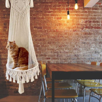 Macrame Cat Hammock | Stylish Hanging Bed Without Pillow