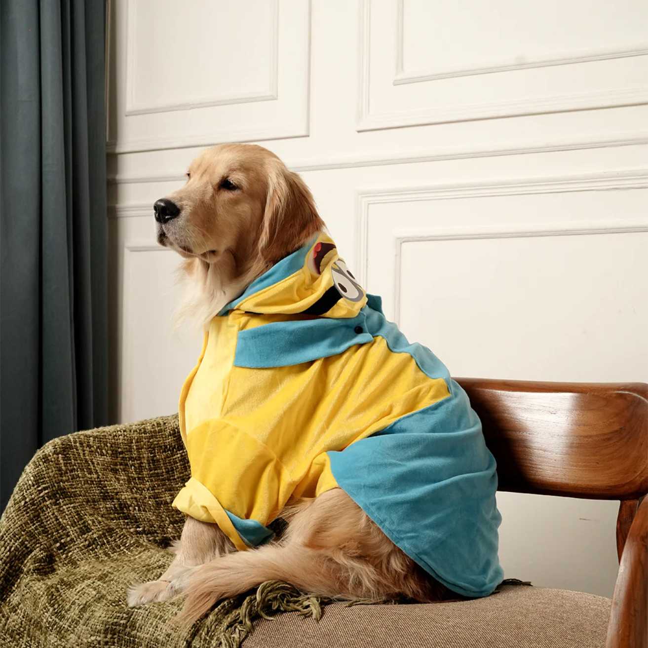 Furryfits Minion Mischief Hoodie | Playful Yellow Winter Pet Hoodie