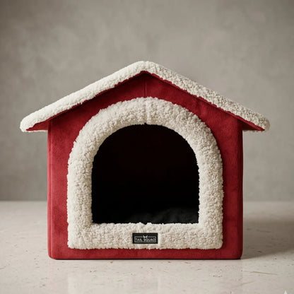 Cozy House Bed For Cats & Small Dogs | Soft Plush Pet Cave
