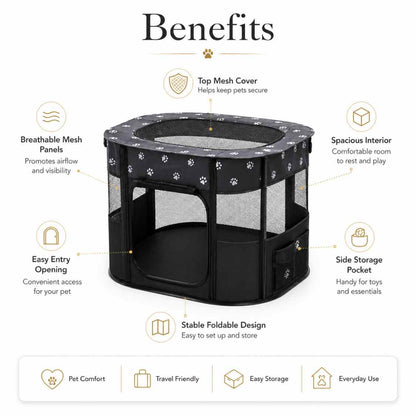 Foldable Pet Cage Tent With Breathable Mesh For Cats & Small Dogs