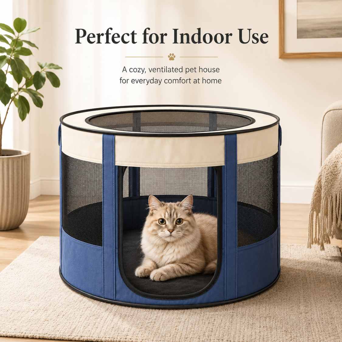 Foldable Pet Playpen Tent For Cats & Small Dogs