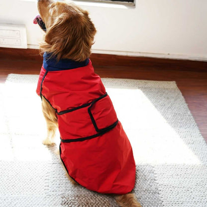 Waterproof Dog Rain Jacket | Lightweight Sleeveless Pet Coat (Red & Navy)