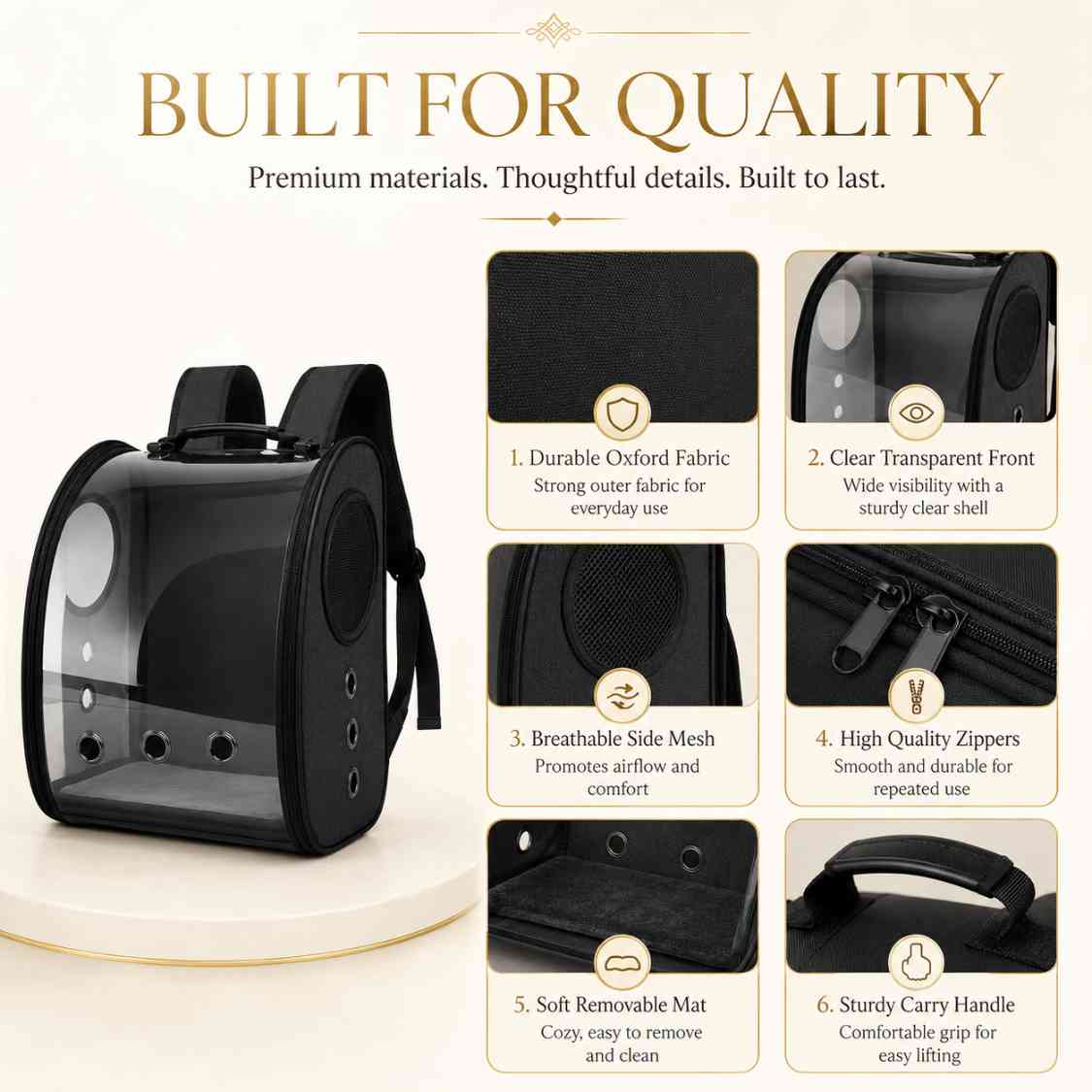 Pet Carrier Backpack With Clear Window & Air Vents