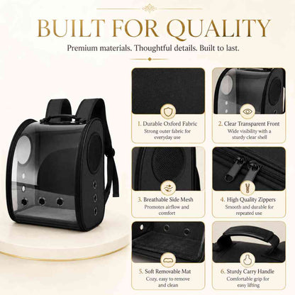 Pet Carrier Backpack With Clear Window & Air Vents