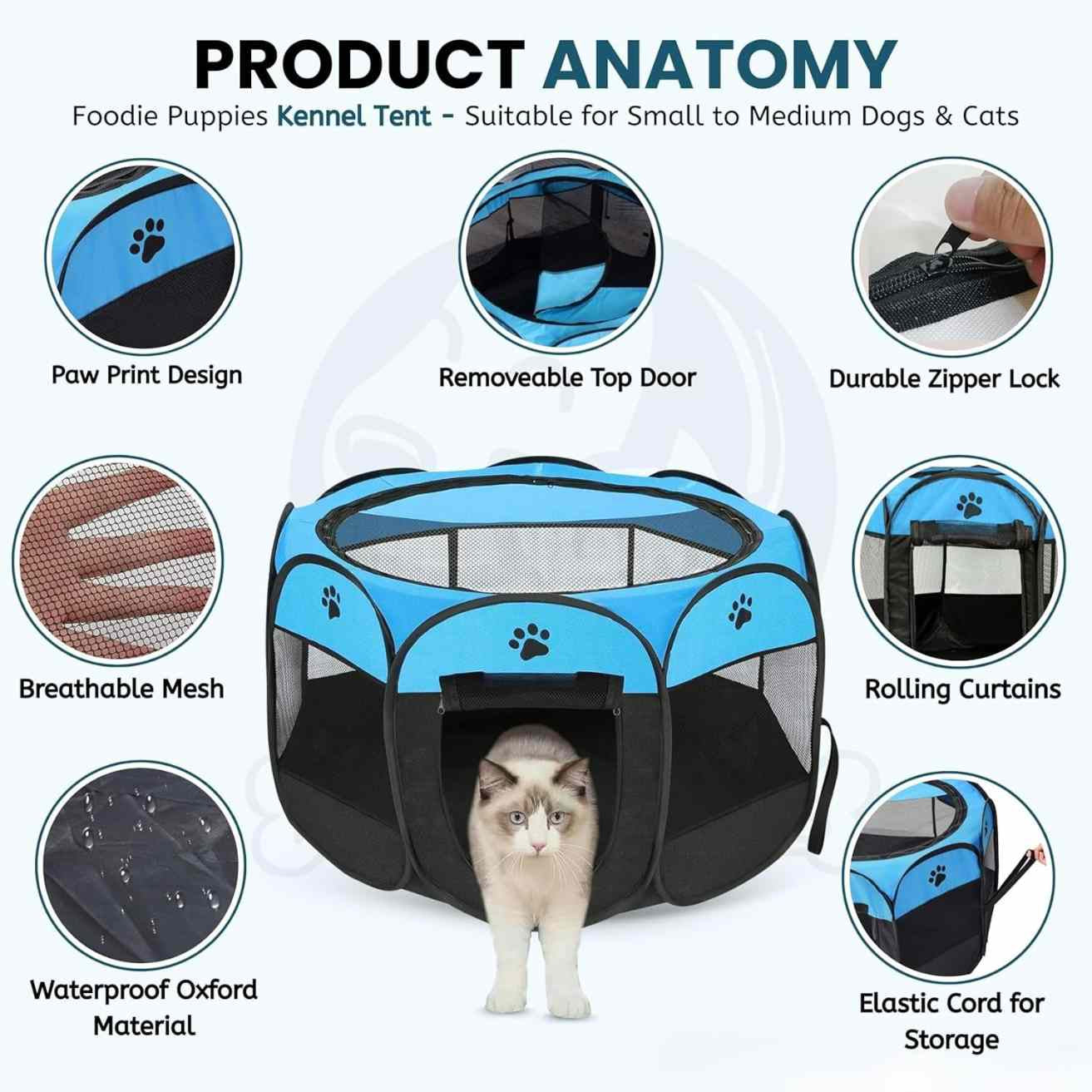 Foldable Pet Playpen Enclosure | Travel Dog & Cat Kennel Tent