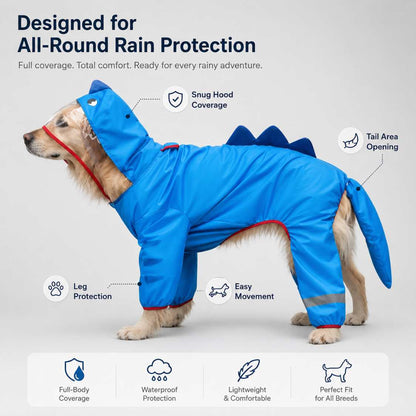 Waterproof Dog Jumpsuit Raincoat with Hood for Full Body Rain Protection