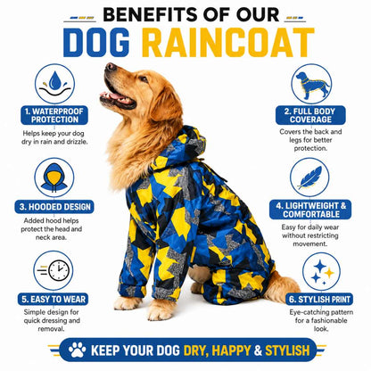 GeoShield Waterproof Dog Raincoat With Hood | Full Body Dog Rainwear