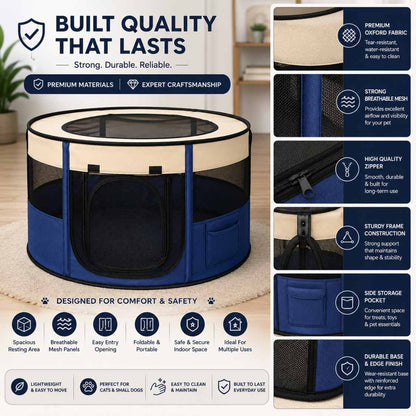 Foldable Pet Playpen Tent For Cats & Small Dogs