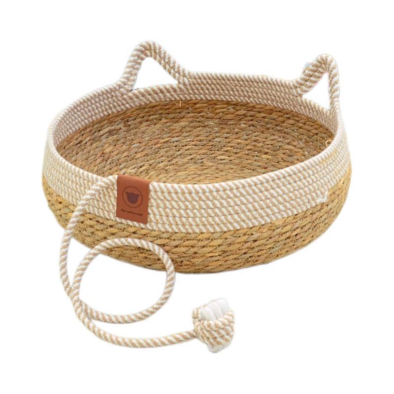 All Season Straw Cat Nest | Breathable Woven Pet Bed