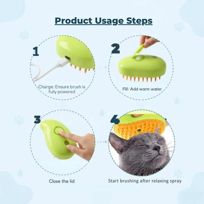 Pet Grooming Steam Brush | Safe & Easy Hair Care For Dogs & Cats
