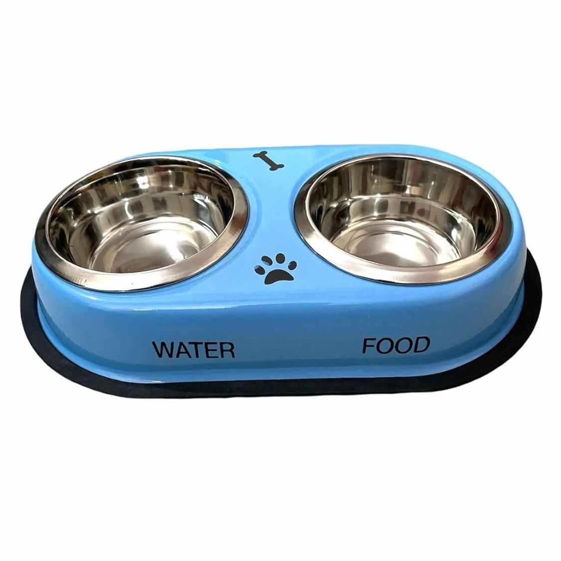 Stainless Steel Double Diner Dog & Cat Bowls with Anti Slip Base
