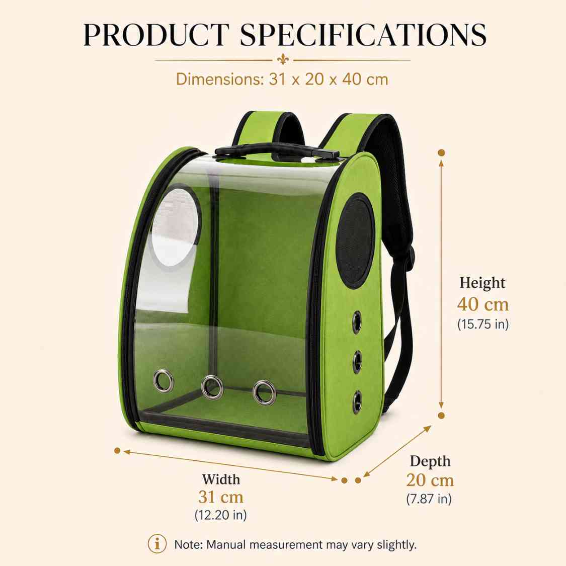 Pet Carrier Backpack With Transparent Window For Cats & Small Dogs