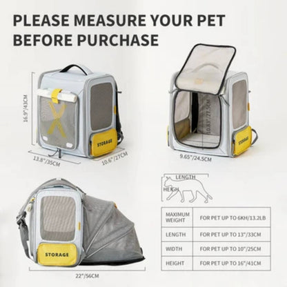 Expandable Pet Carrier Backpack for Cats & Dogs | Breathable Travel Bag