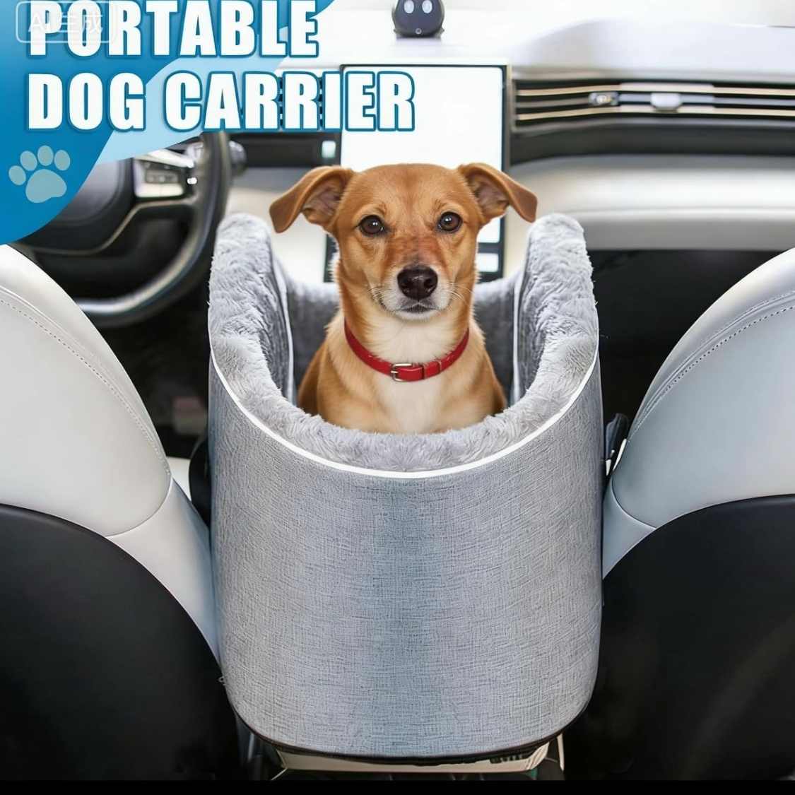 Pet Car Center Console Seat | Elevated Armrest Carrier for Small Dogs & Cats