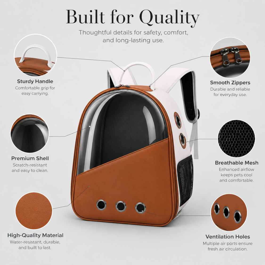 Stylish Cat Carrier Backpack Bag For Cats & Small Dogs