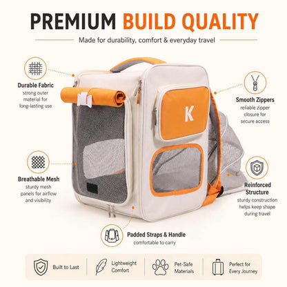 Expandable Pet Carrier Backpack for Cats & Small Dogs