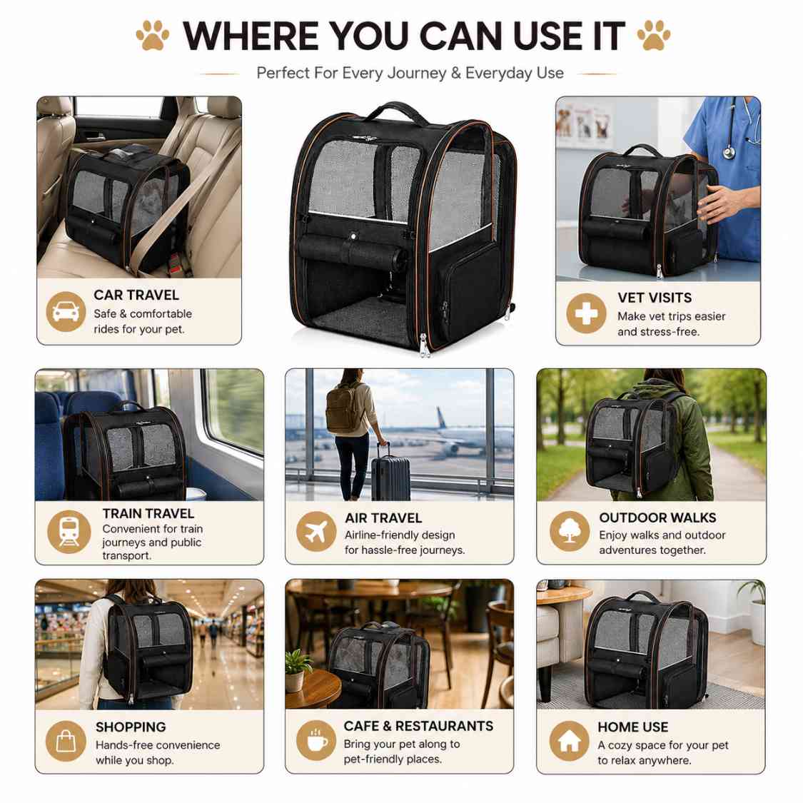 Expandable Pet Carrier Bag With Breathable Mesh Bag For Cats & Small Dogs