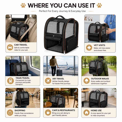 Expandable Pet Carrier Bag With Breathable Mesh Bag For Cats & Small Dogs
