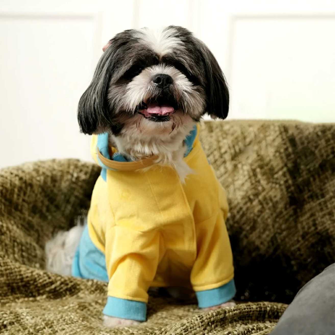 Furryfits Minion Mischief Hoodie | Playful Yellow Winter Pet Hoodie